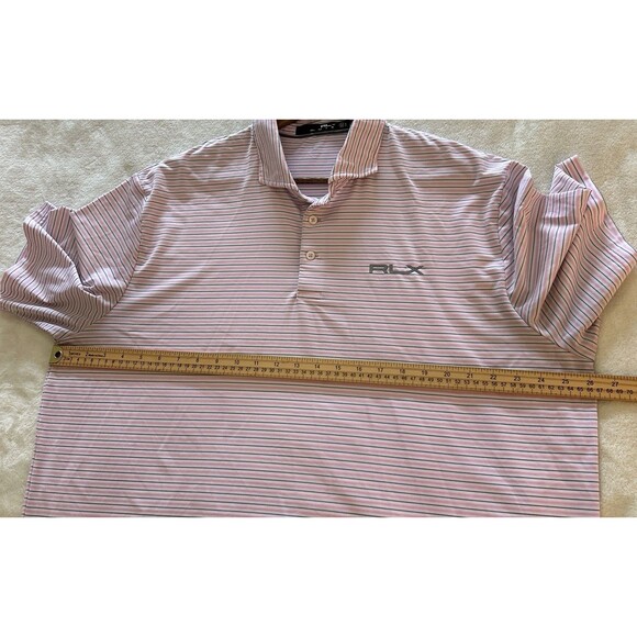 RLX Ralph Lauren Mens Polo Shirt Extra Large Pink White Performance Golf Stretch - Picture 7 of 8